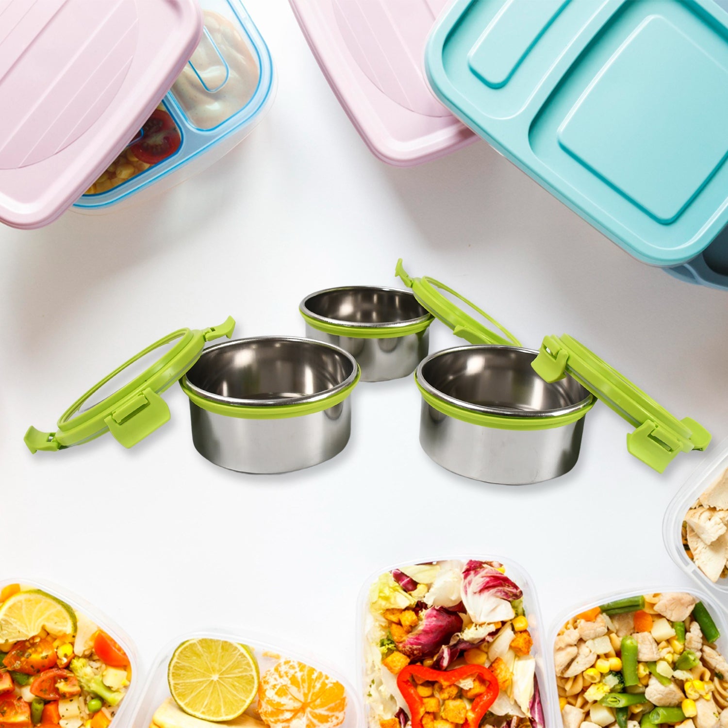 8148 Stainless Steel Tiffin Lunch Box Container / Dabba with 4 Side Clip Lock Lid for Office & School Use/ Food Grade / Air Tight / Easy to Carry / Leak Proof 8148 Stainless Steel Tiffin Lunch Box Container / Dabba with 4 Side Clip Lock Lid for Office & School Use/ Food Grade / Air Tight / Easy to Carry / Leak Proof